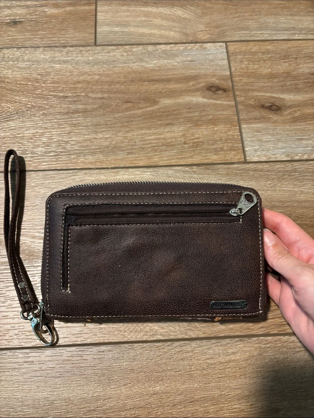 NWOT Montana West Embroidered Floral Brown Wristlet Wallet